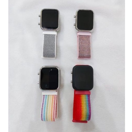 Jam LED Watch Strap Kanvas Persegi-2