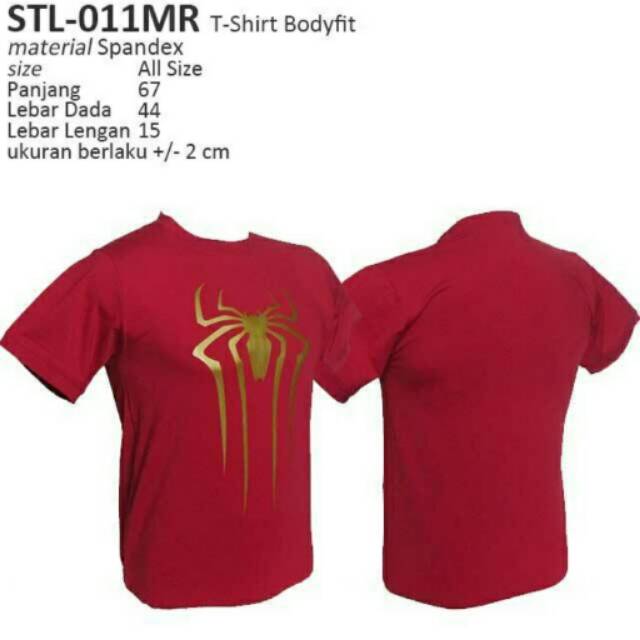 Kaos sport fitness bodyfit spiderman merah