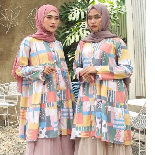 [COMBO HEMAT] One Set Luna Printing Tunik Premium dan Rok Tutu Premium