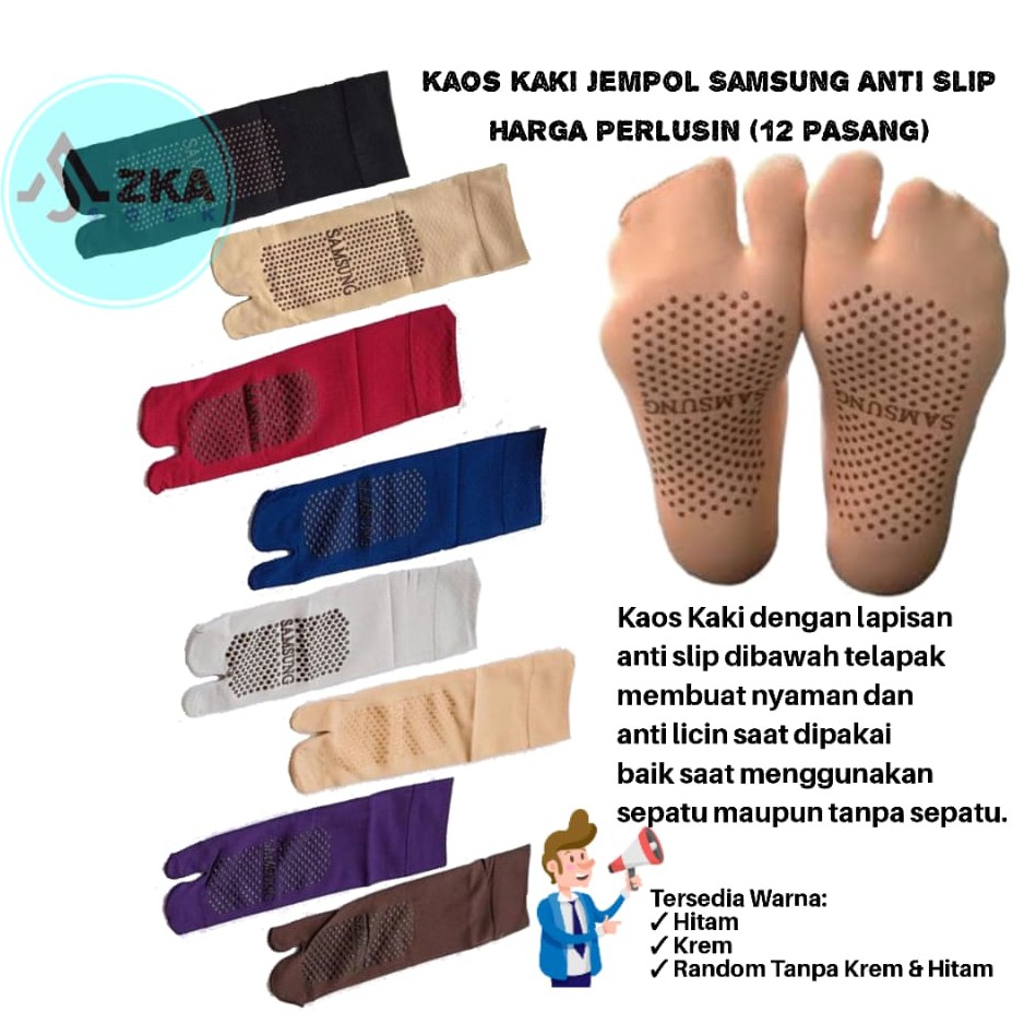 (12 Pasang) Kaos Kaki Jempol Samsung Anti Slip Original BX Angel