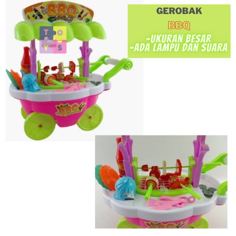 Mainan Gerobak Es Krim dan BBQ Nyala Besar