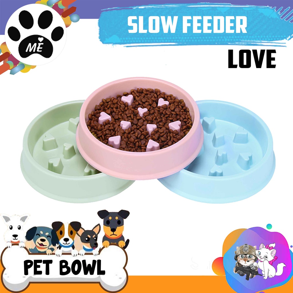 Pet Bowl Anti Slip &quot;SLOW FEEDER LOVE&quot; Tempat Makan Anjing