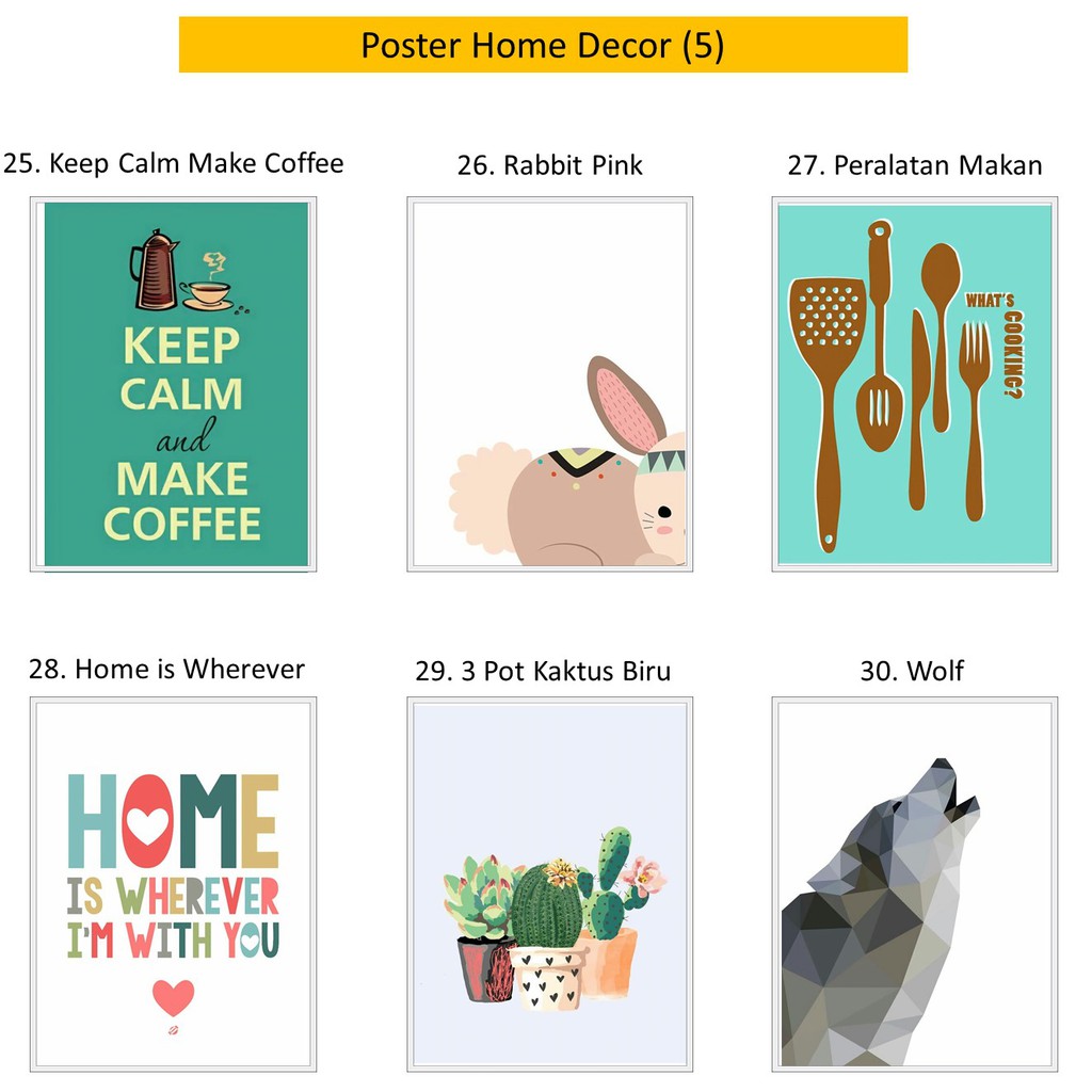 Home Decor Poster Hiasan  Dinding  Pajangan Kantor Rumah 