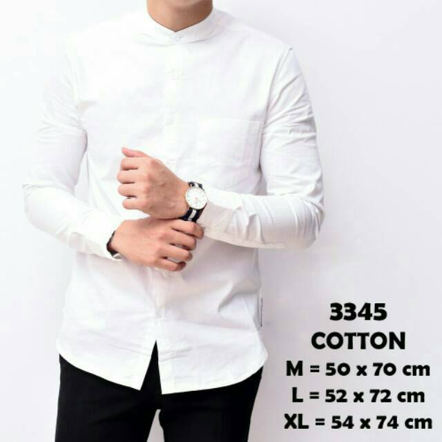 KEMEJA PRIA BAJU COWOK LENGAN PANJANG PUTIH BERSIH LEBARAN HEM  POLOS CASUAL FORMAL MURAH KEREN
