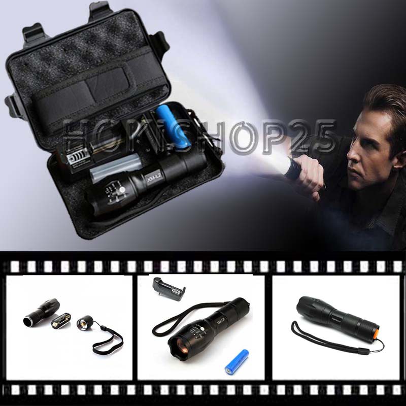 PAKET Senter LED  Cree XM-L2 Senter 8000 Lumen Super Terang