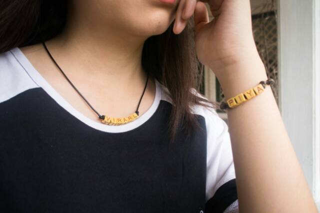 Gelang Nama Natural Brown Ethnic | Brown Ethnic Natural Words Bracelet