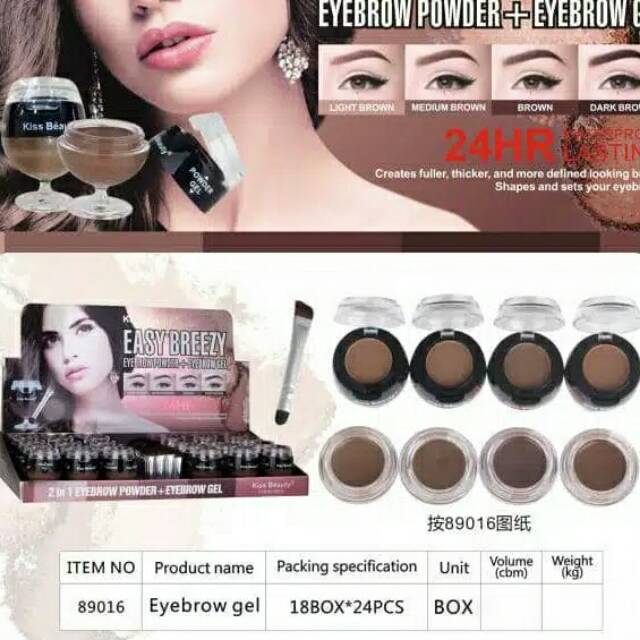 Kiss Beauty Easy Breezy eyebrow powder + Eyebrow Gel No 89016