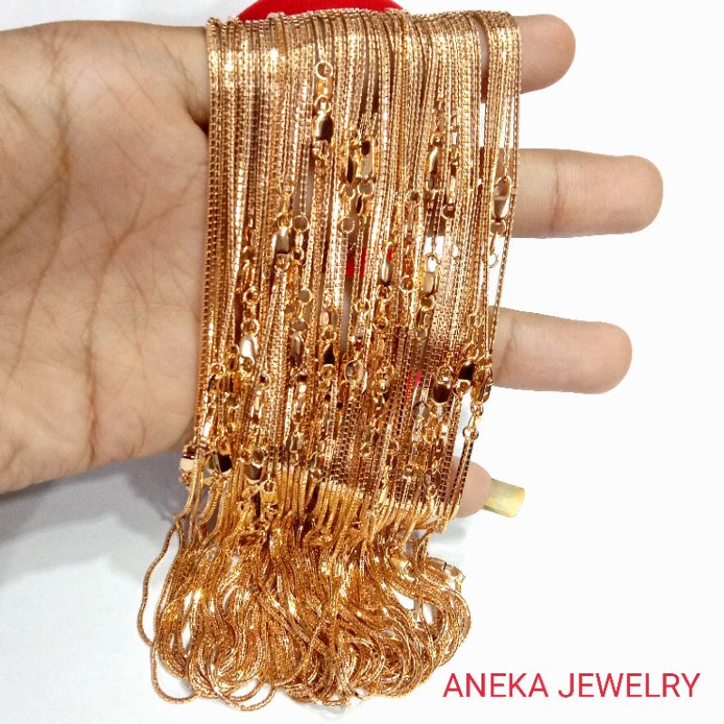 Kalung Anak Itali Santa, pj 35cm, Perak 925, Sepuh Emas Kuning
