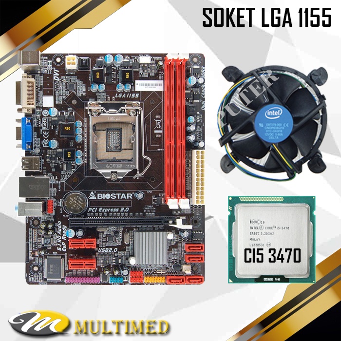 Paket Mainboard 1155 H61 Ddr3 + Core i5 3470 + FAN