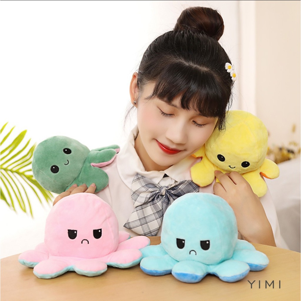 Boneka Gurita Octopus Boneka Ubur Ubur Bolak - Balik Berubah expresi