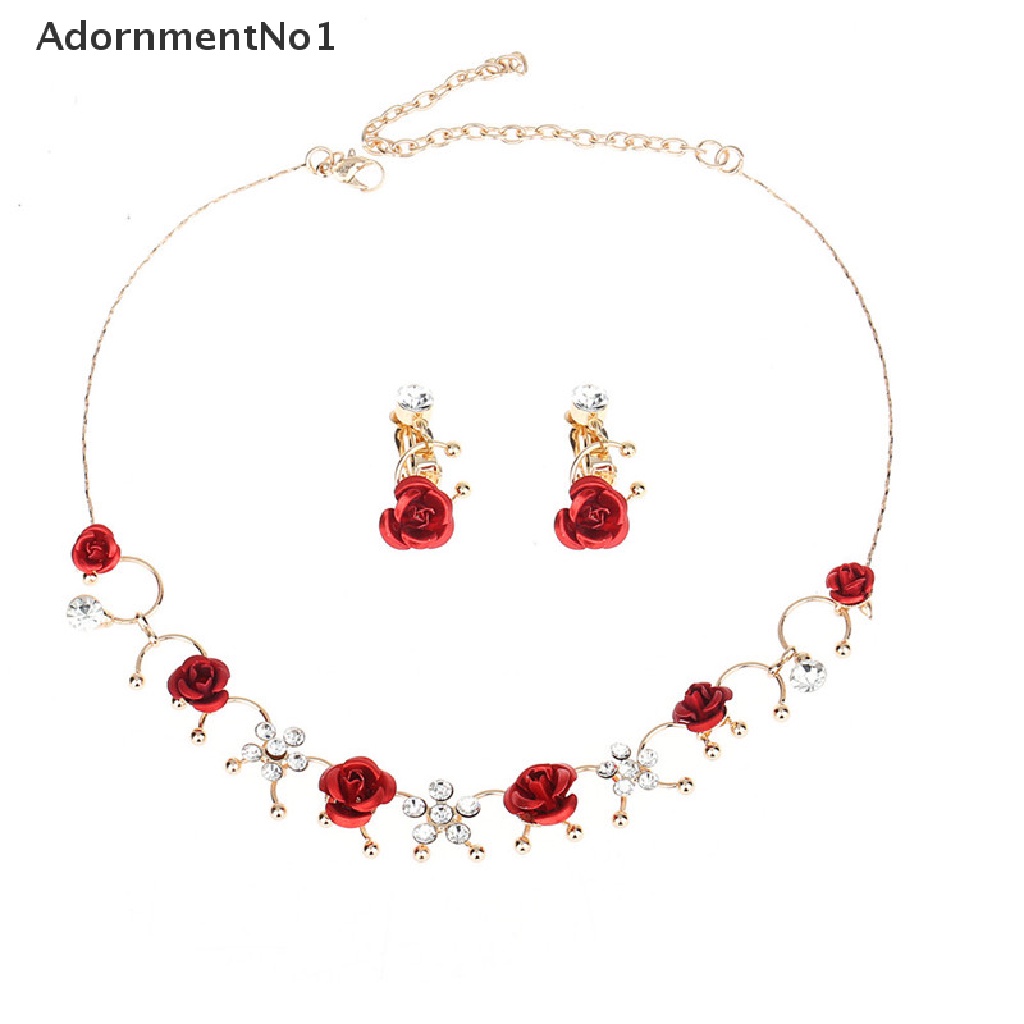 (AdornmentNo1) 2pcs / set Kalung + Anting Klip Elegan Untuk Perhiasan Wanita