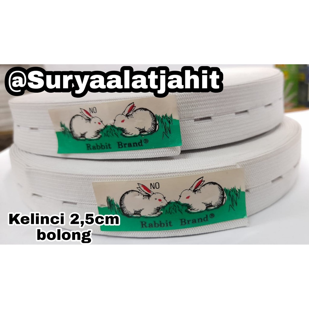 Karet Kelinci 1in (2.3cm) ada lubang  Putih =rp.18.100/1pcs