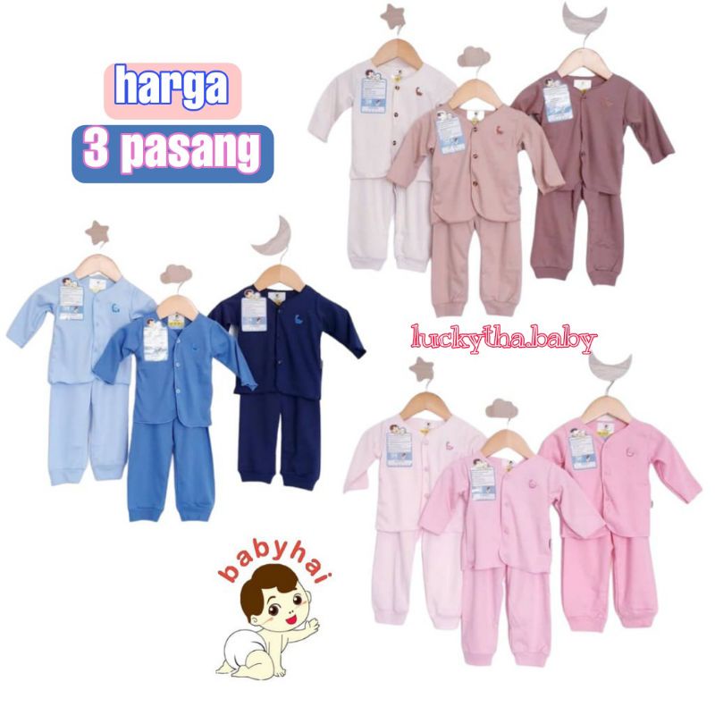 3stel_baby hai setelan panjang bayi polos boy &amp; girl 0-6 bulan/ setelan panjang baby hai polos new born