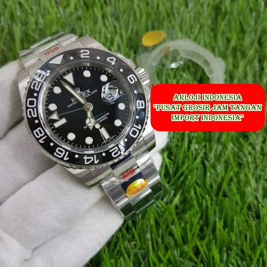 Mega Sale Jam Tangan Pria ROLEX GMT Master II Silver Black NOOB SWISS ETA 1:1 Garansi 1th