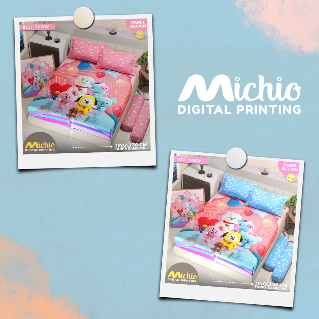 Michio Digital Printing Sprei Uk 160/180 T 30 - BT21 Show