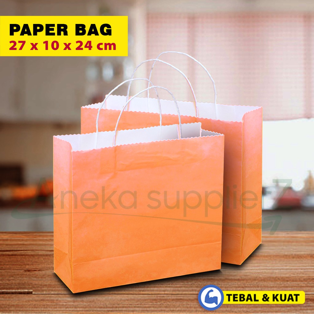 

Paper Bag Polos - Paper Bag Tali Kertas |27x10x24 cm - PEACH (20PC)