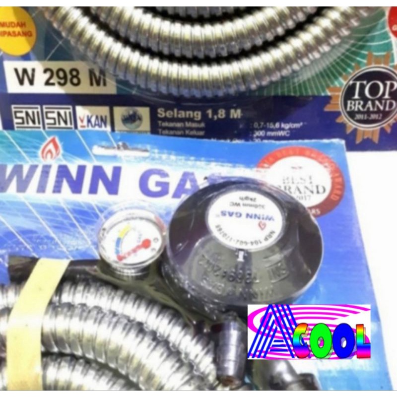 Winn Gas PAKET Bodi Besar Regulator+Selang 1,8 Flexible Pengaman Amper