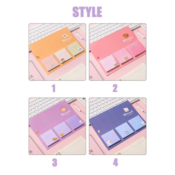 sticky note / memo pad morandi 3in1 cute design-2