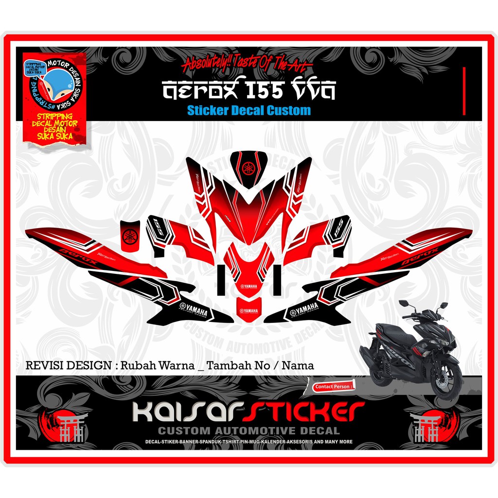 Sticker Decal Variasi Full Body Stiker Aerox 155 Merah