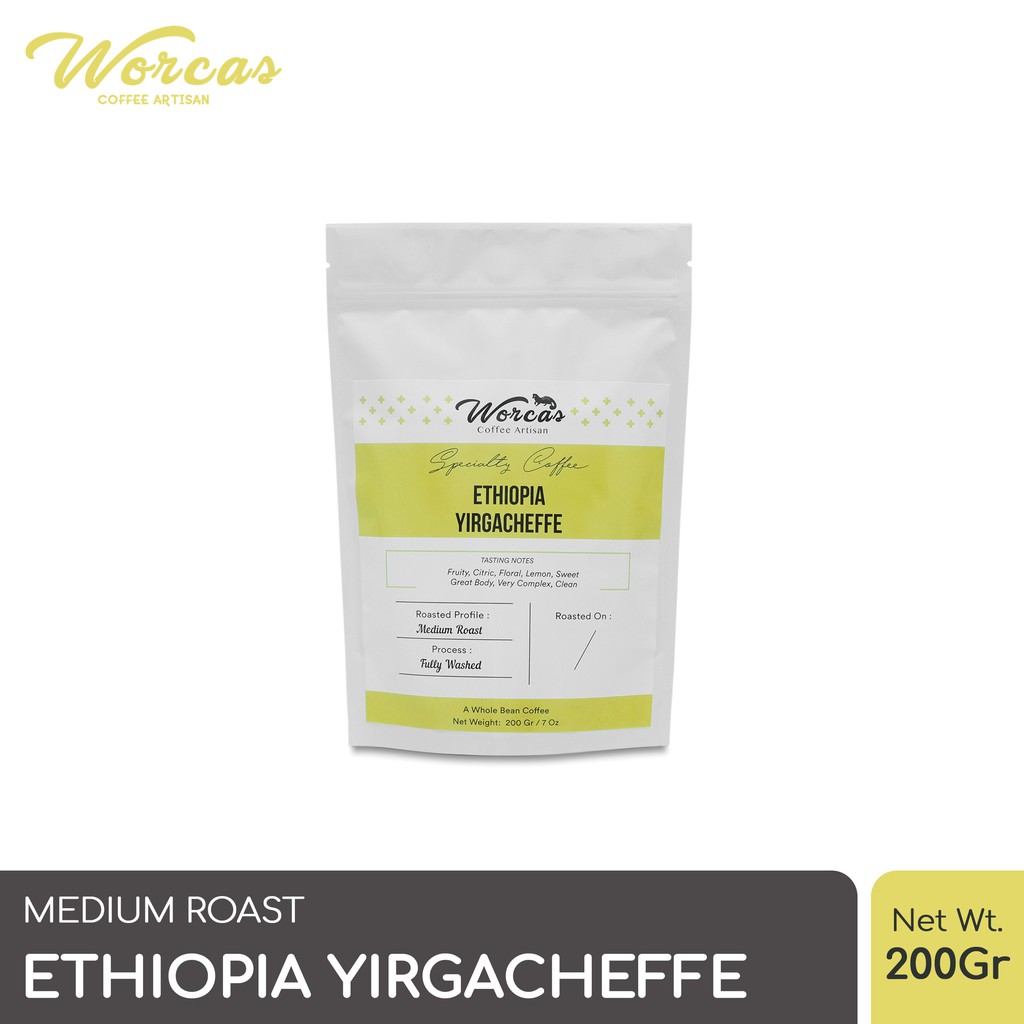 

WORCAS Kopi Arabika Ethiopia Yirgacheffe 200 Gram - Medium Roast