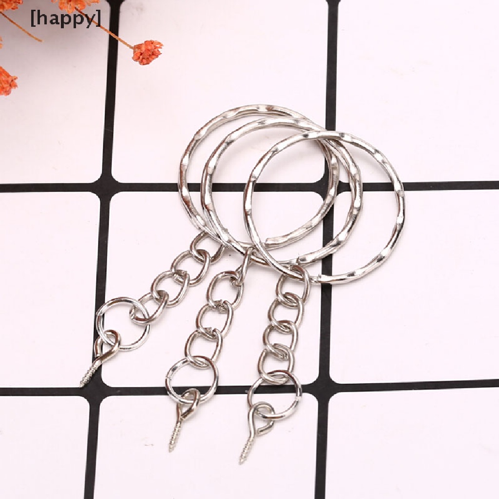 HA 40Pcs Polished Key ring Screw Eye Short Chain Split Ring Connector DIY Jewelry ID