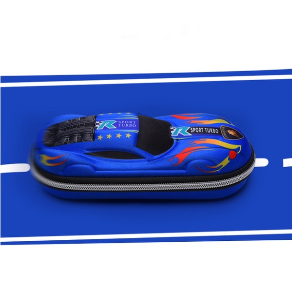 Tempat Pensil Kotak pensil Tepak 3D Timbul Hardtop Pencil Case Motif Mobil Murah-Biru