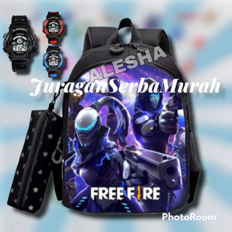 Tas Ransel Sekolah Anak laki laki Paud TK SD Karakter FF dan Super Hero Murah FreeFire