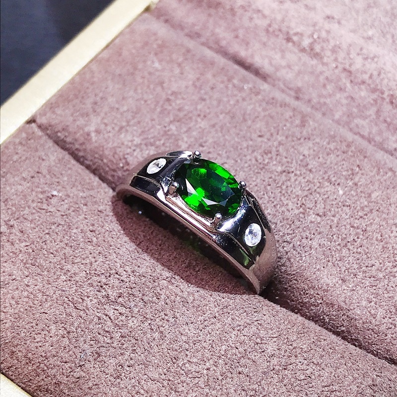 Sederhana Biru Hijau Zirkon Pria Punk Fashion Perhiasan Perak Baja Titanium Pertunangan Pernikahan Rings