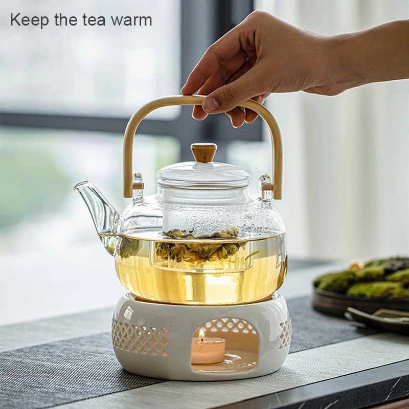 Tatakan Pemanas Teko Teh Kopi Teapot Warmer Ceramic Putih 4