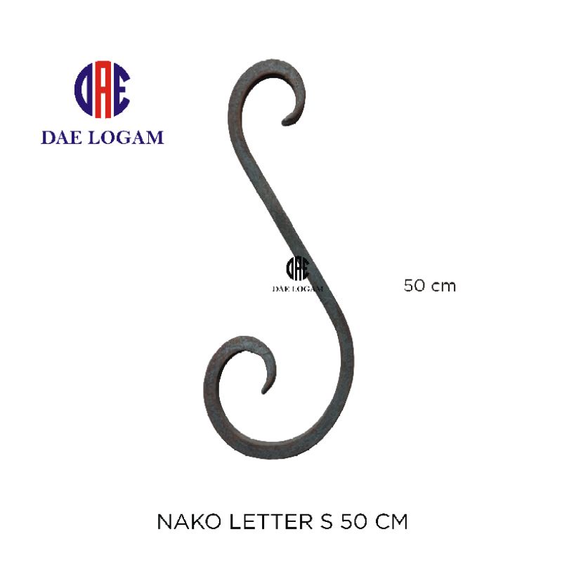 Ornamen pagar besi nako leter S 50cm