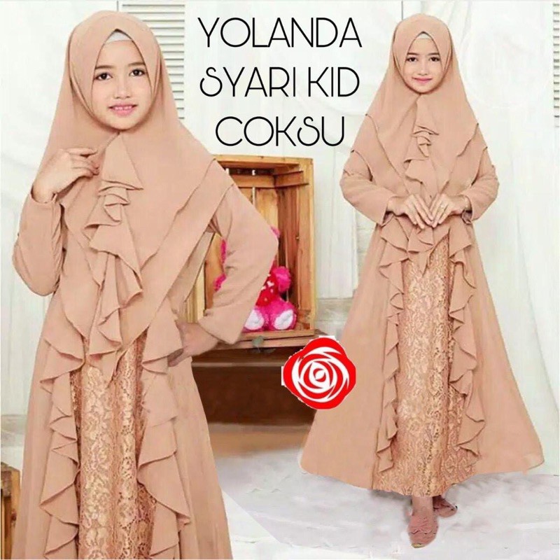 syari anak gamis terbaru 2021 yolanda syari kid coksu anak 9-12 tahun