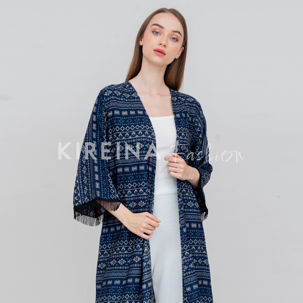 Cardigan Rumbai Wanita Cardigan Panjang Bohemian Outer Etnik Wanita | Kireina Fashion