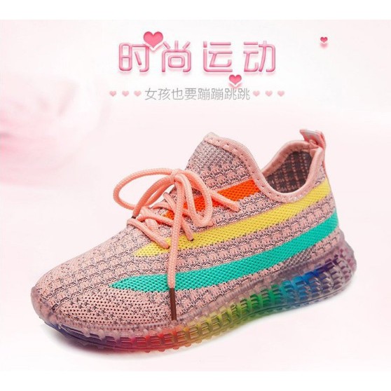 Sepatu Rainbow Sneakers Kids Shoes Non LED Sepatu Anak Size 26-37 Usia 3-9 Tahun