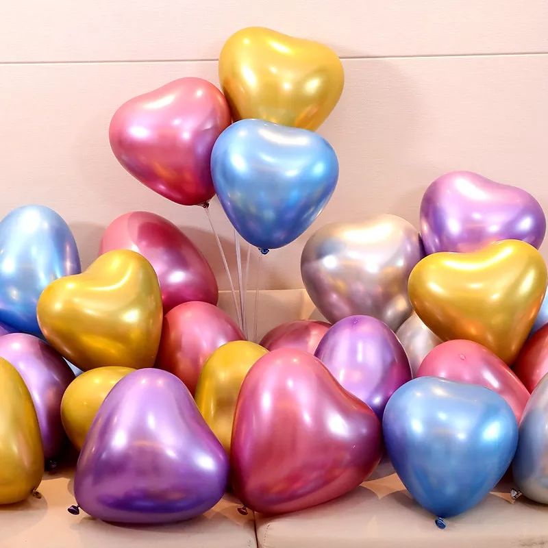 Balon Latex Hati Chrome 50 pcs