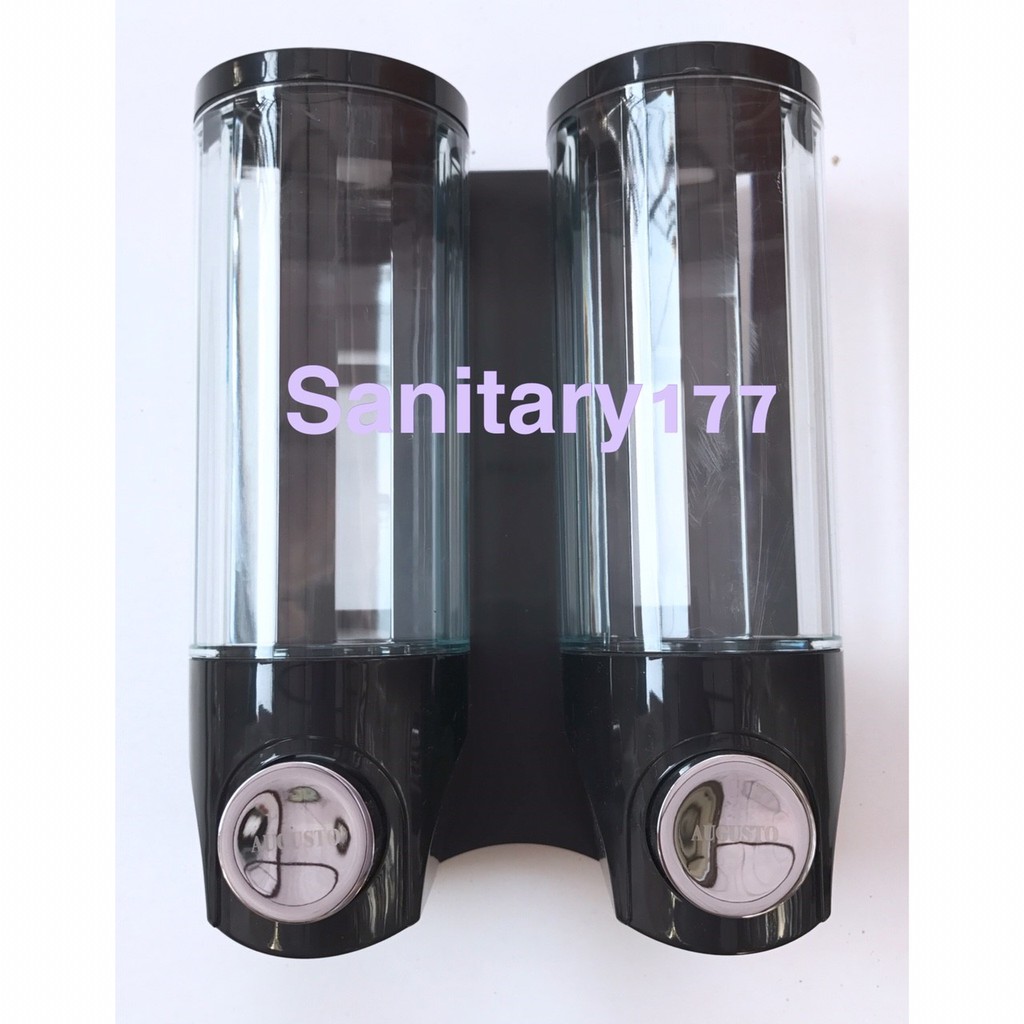 Tempat Sabun Cair DOUBLE Minimalis Hitam Augusto - Dispenser Sabun Soap Dispenser Shampoo /G40