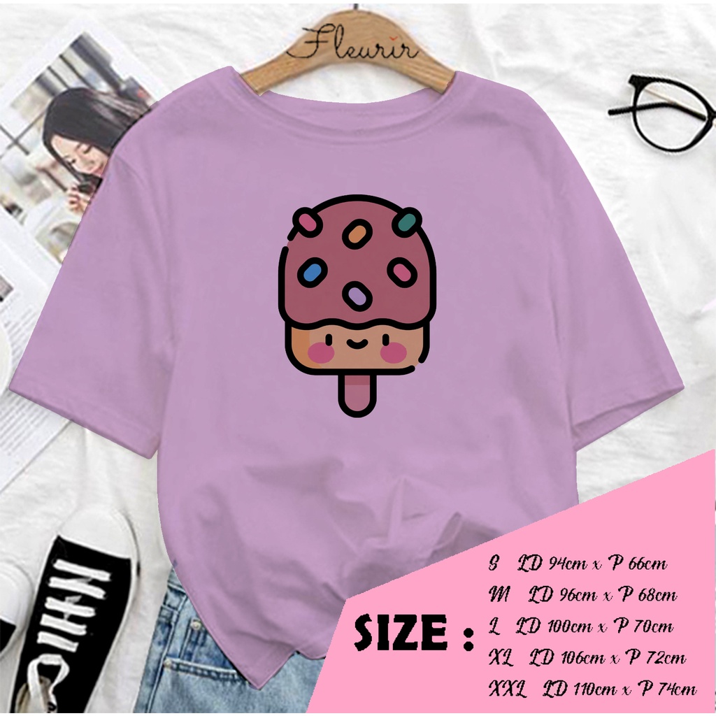 FLEURIR - COD KAOS WANITA POPSICLE PRIA REMAJA DEWASA UNISEX TSHIRT JUMBO