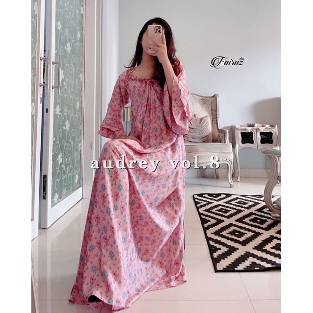 Daster arab FAIRUZ AUDREY Homedress Rayon Homewear Original Label-FAY:DUSTY PINK VOL.8