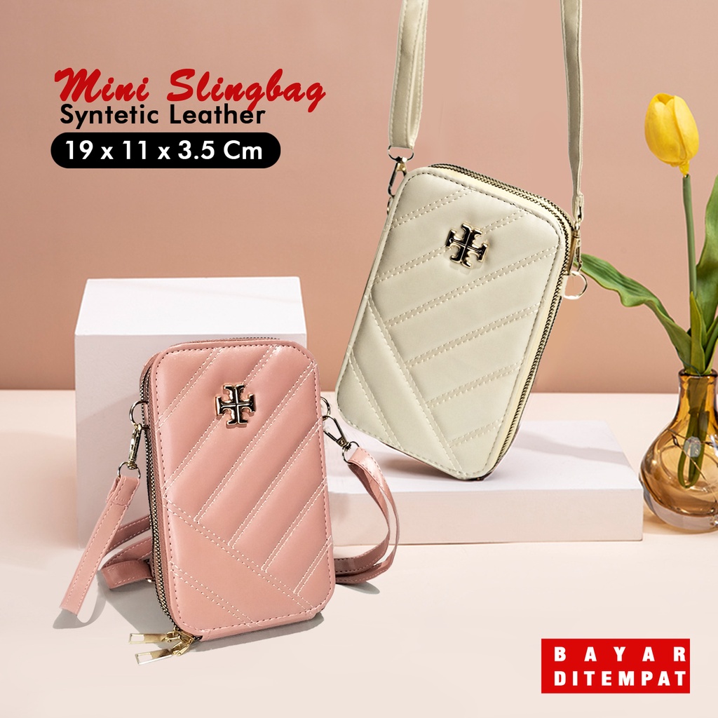 Tas Selempang mini sling phone Wanita Kulit Sintetis Tas Pesta Remaja Polos Shoulder Bag Cewek sling bag murah polos