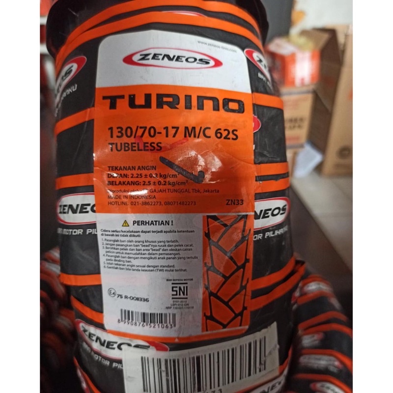 ZENEOS Ban Luar Motor ZN33 130 70 17 Ring 17 ZN 33 120/70 Tubeless Tanpa Ban Dalam Roda Belakang Tur