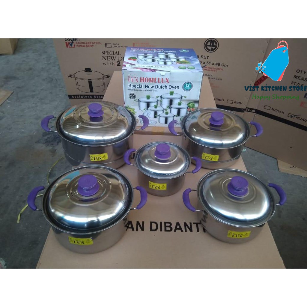 Panci set New Dutch Oven NDO Homelux Warna. Panci Sop Stainless Set