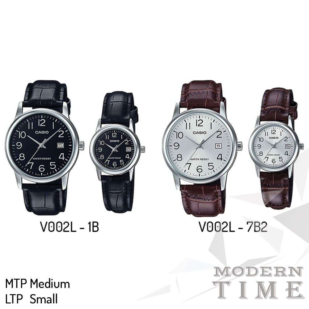 Casio Original MTP-V002L / LTP-V002L 1B / 7B2 (Jam Tangan Kulit Silver)