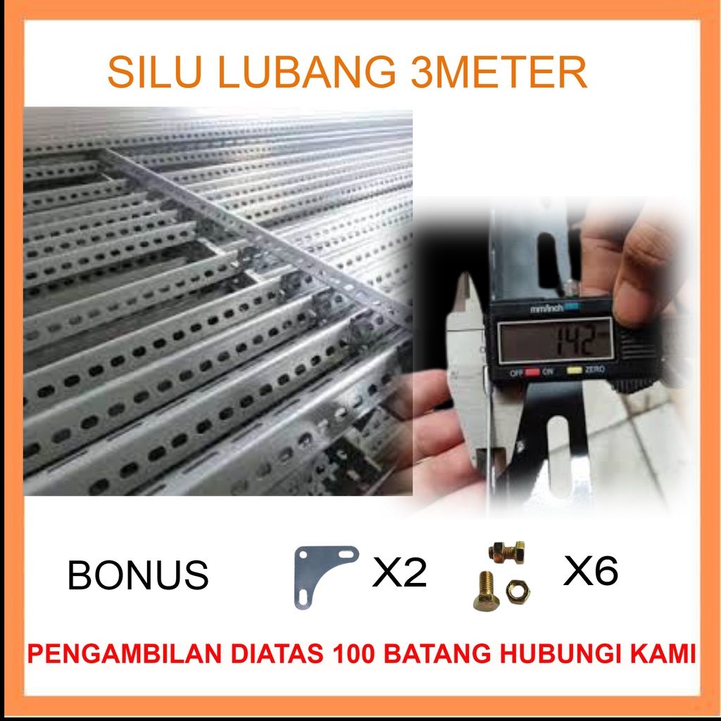 Besi Siku Bolong/ Siku Lubang 3Meter tebal 1,4mm BONUS BAUT HARGA 10 BATANG