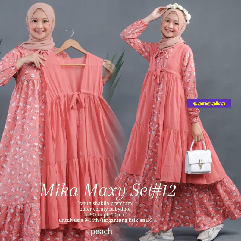 Setelan Dress Anak Remaja Inner Outer MIKA MAXY SET #12 BY SANCAKA