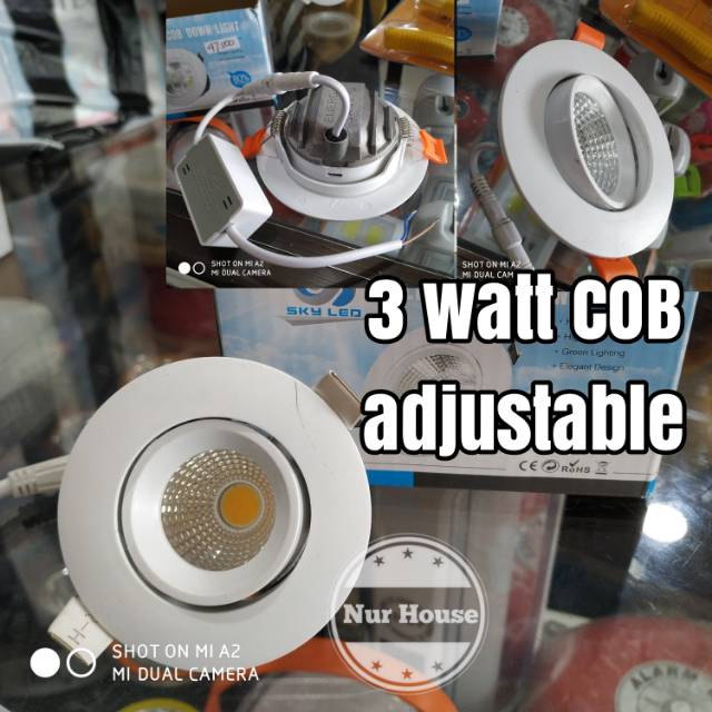 lampu downlight led cob 5 watt warmwhite adjustable