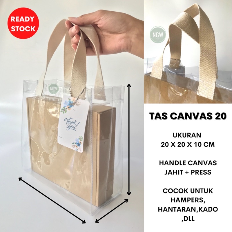 Tas hampers canvas handle mika 20 x 10 x 20  ready stock goodie bag ulang tahun birthday