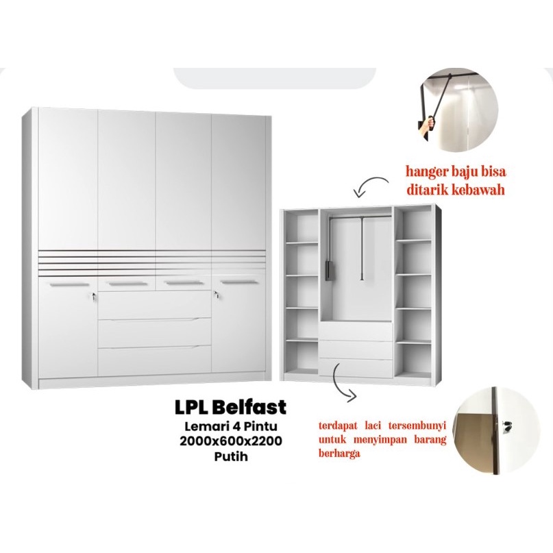 (KHUSUS SURABAYA) LEMARI 4 PINTU OLYMPIC JUMBO LPL BELFAST