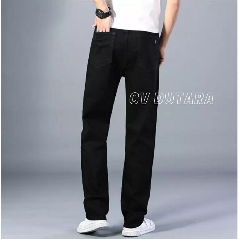 CELANA JEANS PRIA HITAM STANDAR CELANA PANJANG LAKI LAKI REGULER FIT