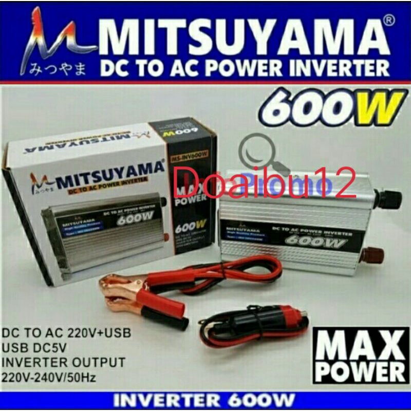 Cod Power Inverter Mitsuyama MS600 Watt Dc to Ac bisa bayar ditempat