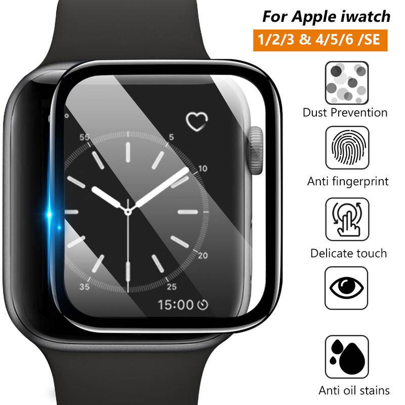 3D Curved Full Cover Tempered Glass Screen Protector For Iwatch Apple Watch Series 7 6 5 4 3 2 1 SE 45mm 44mm 40mm 41mm 42mm 38mm