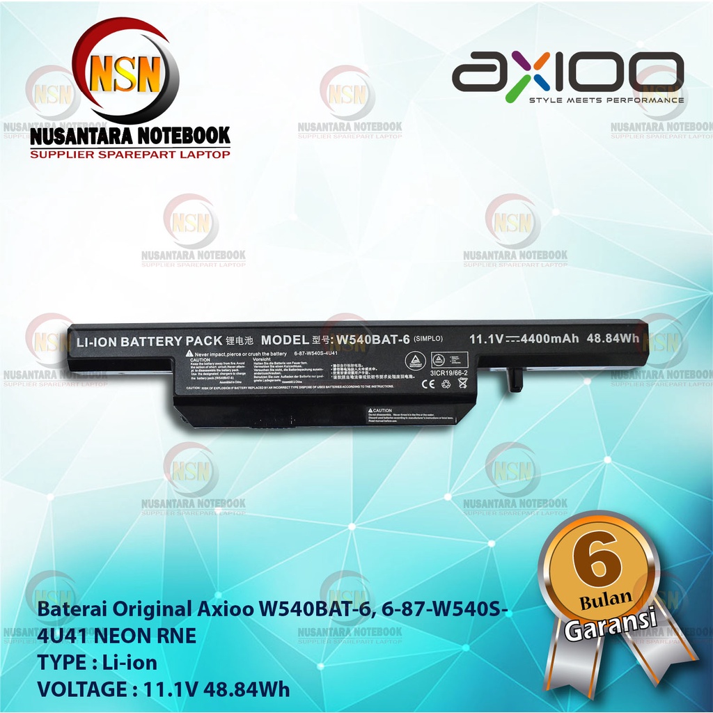 Baterai Laptop Original Axioo W540BAT-6, 6-87-W540S-4U41 NEON RNE